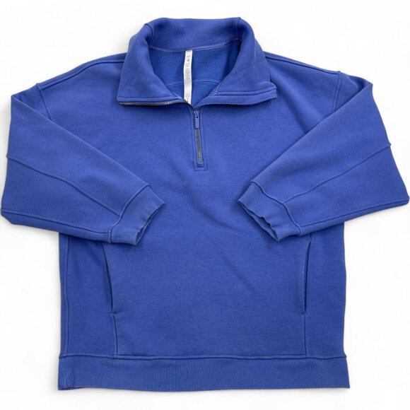 Lululemon Scuba Funnel Half Zip Blue Sweatshirt Pullover Pockets Women's XS - Picture 1 of 12